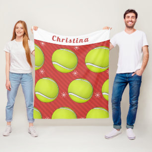 Couverture Polaire Tennis Style hiver Noël Personnalisé Rouge