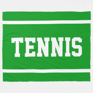 Couverture Polaire TENNIS Vert Clair Sport Text Rayures Blanches