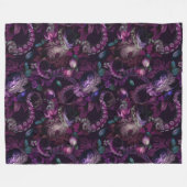 Couverture Polaire Tentacle Gothique Rose Foncé Avec Fleurs (Devant (Horizontal))