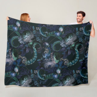 Couverture Polaire Tentacle Turquoise De Cthulhu Gothique Avec Fleurs