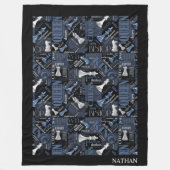 Couverture Polaire Termes et pièces d'échecs Argent et bleu ID784 (Devant)