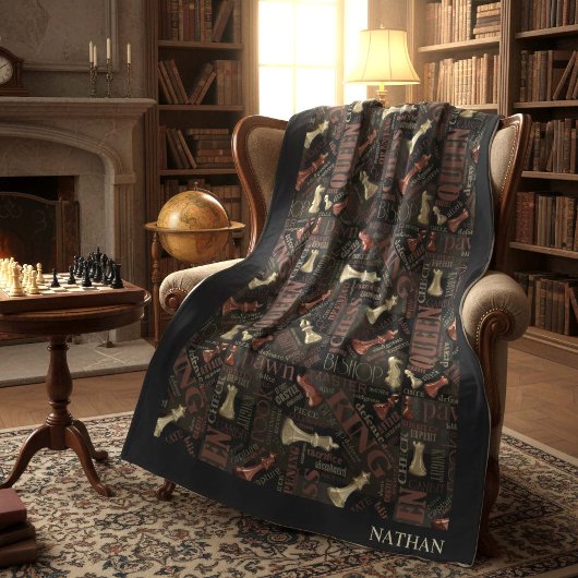 Couverture Polaire Termes et pièces d'échecs Cuivre et Or ID784