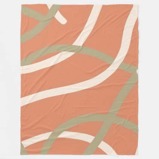Couverture Polaire Terracotta Linework Pattern | Cream & Olive (Devant)