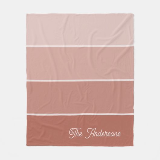 Couverture Polaire Terracotta neutre | Ombre Stripes avec script (Devant)