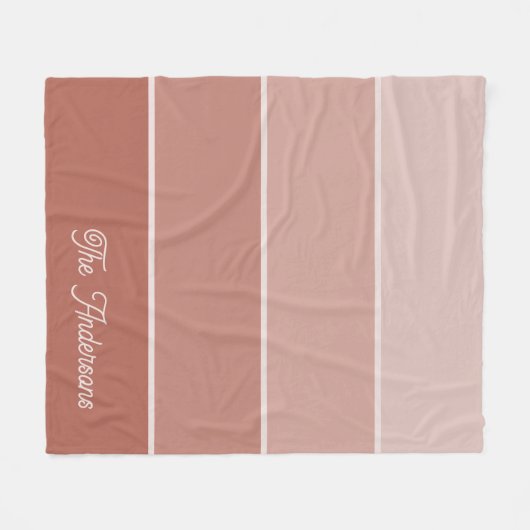 Couverture Polaire Terracotta neutre | Ombre Stripes avec script (Devant (Horizontal))
