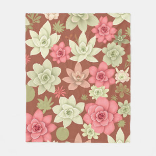 Couverture Polaire Terracotta Rose Poussiéreuse Succulente Echeveria