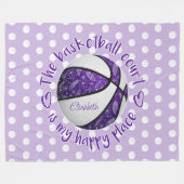Couverture Polaire terrain de basket-ball en boho blanc pourpre mon h (Devant (Horizontal))