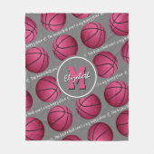 Couverture Polaire terrain de basket blanc gris rose mon heureux endr (Devant)