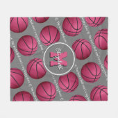 Couverture Polaire terrain de basket blanc gris rose mon heureux endr (Devant (Horizontal))