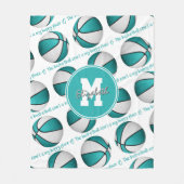 Couverture Polaire terrain de basket blanc turquoise mon heureux endr (Devant)