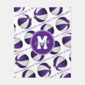 Couverture Polaire terrain de basket blanc violet est mon endroit heu (Devant)