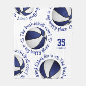 Couverture Polaire terrain de basket bleu blanc mon heureux sport (Devant)