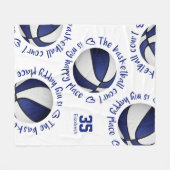Couverture Polaire terrain de basket bleu blanc mon heureux sport (Devant (Horizontal))