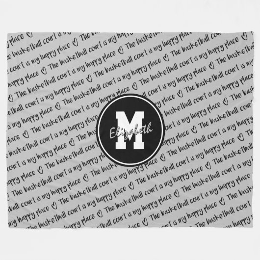 Couverture Polaire terrain de basket heureux lieu gris noir N'importe (Devant (Horizontal))