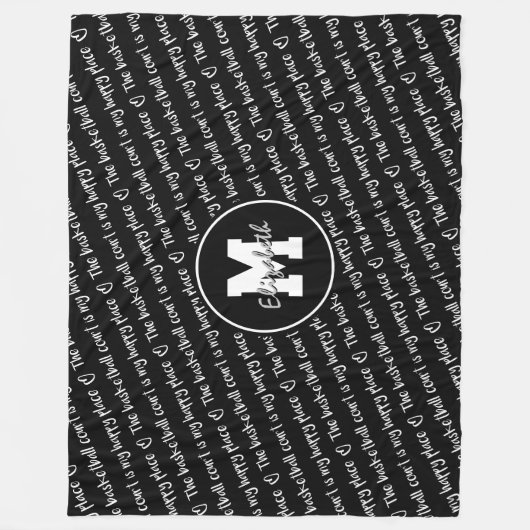 Couverture Polaire terrain de basket heureux lieu noir blanc TOUTE co (Devant)