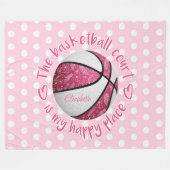 Couverture Polaire terrain de basketball rose floral paisley (Devant (Horizontal))