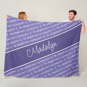 Couverture Polaire terrain de volley-ball blanc pourpre est mon endro