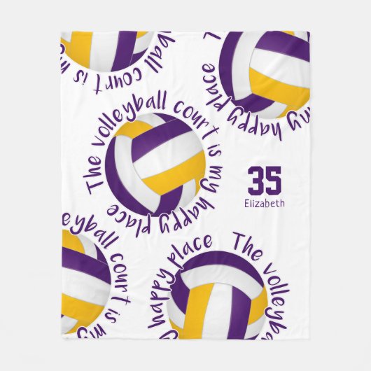Couverture Polaire terrain de volley-ball en or violet heureux (Devant)