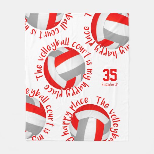 Couverture Polaire terrain de volley-ball gris rouge bonne typographi (Devant)