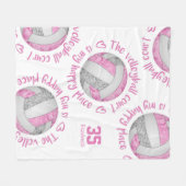 Couverture Polaire terrain de volley-ball rose gris heureux lieu typo (Devant (Horizontal))