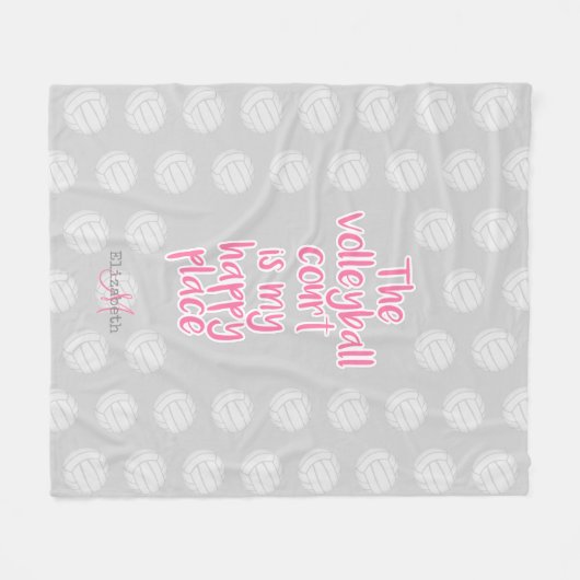 Couverture Polaire terrain de volley-ball rose mon endroit heureux ty (Devant (Horizontal))