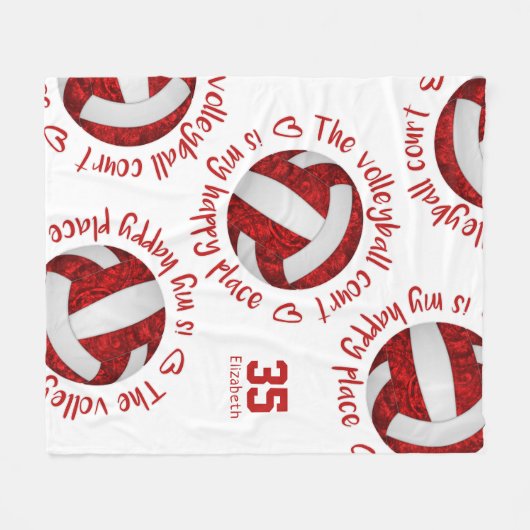 Couverture Polaire terrain de volley-ball rouge blanc heureux lieu ty (Devant (Horizontal))