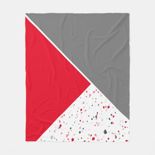 Couverture Polaire Terrazzo moderne rouge et gris (Devant)