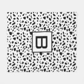 Couverture Polaire Terrazzo noir blanc motif monogramme initial (Devant (Horizontal))