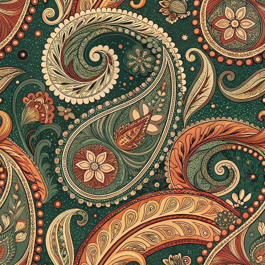 Couverture Polaire Terre Boho Paisley Swirl Terracotta Vert foncé