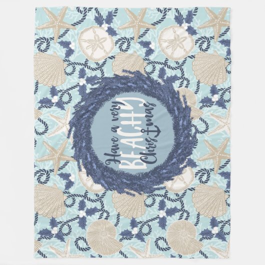 Couverture Polaire Terre côtière de Noël Tropical Sea Shell Wreath -  (Devant)