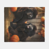 Couverture Polaire Terre-Neuve Chiot Automne Citrouille de plaisir (Devant (Horizontal))