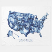Couverture Polaire Terre que j'aime - Carte des États-Unis (Devant (Horizontal))