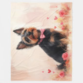 Couverture Polaire Terrier australien avec Rose - Saint Valentin (Devant)