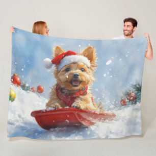 Couverture Polaire Terrier Australien en Luge Laissez Tomber la Neige
