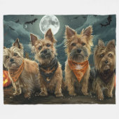 Couverture Polaire Terrier Australien Halloween Effrayant (Devant (Horizontal))