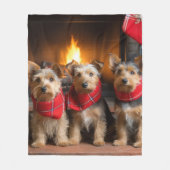 Couverture Polaire Terrier australien près du feu Noël (Devant)