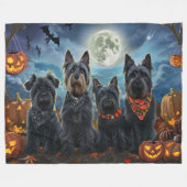 Couverture Polaire Térrier Écossais Halloween Fantomatique (Devant (Horizontal))