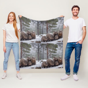 Couverture Polaire Terrier gelé : famille de wombats australiens
