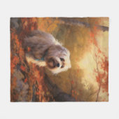 Couverture Polaire Terrier tibétain à l'automne Feuilles automne Insp (Devant (Horizontal))