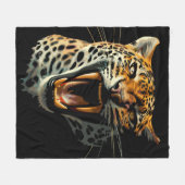 Couverture Polaire Tête d'attaque du léopard (Devant (Horizontal))