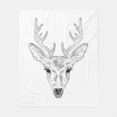 Couverture Polaire Tête de cerf - Illustration d'un croquis d'art sim (Devant)