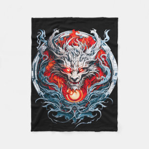 Couverture Polaire Tête de dragon mythique de la flamme rouge