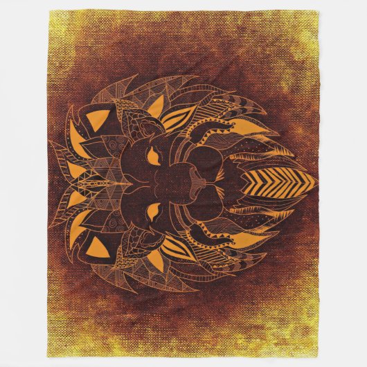 Couverture Polaire Tête de lion rustique (Devant)