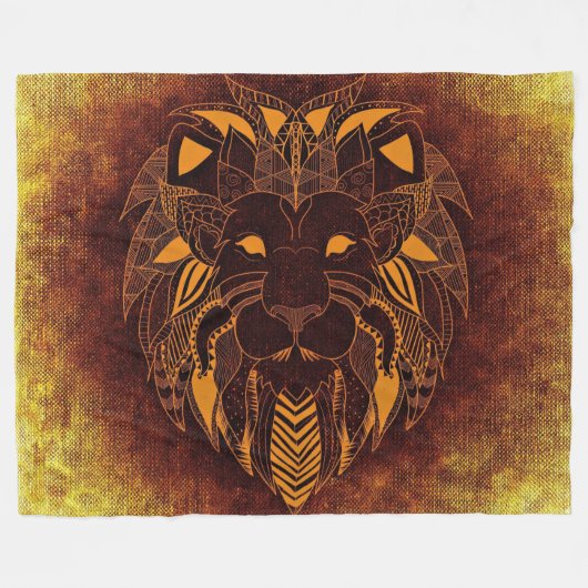 Couverture Polaire Tête de lion rustique (Devant (Horizontal))