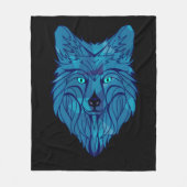 Couverture Polaire Tête de loup bleu Poly (Devant)