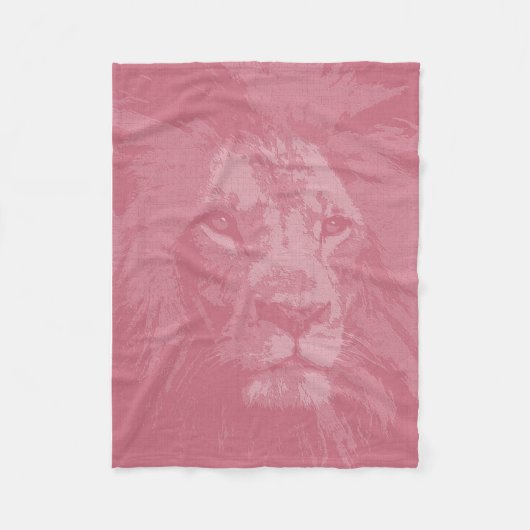 Couverture Polaire Tête de visage de lion rose (Devant)