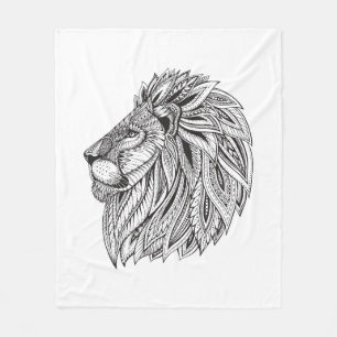 Couverture Polaire Tête modelée ethnique de lion