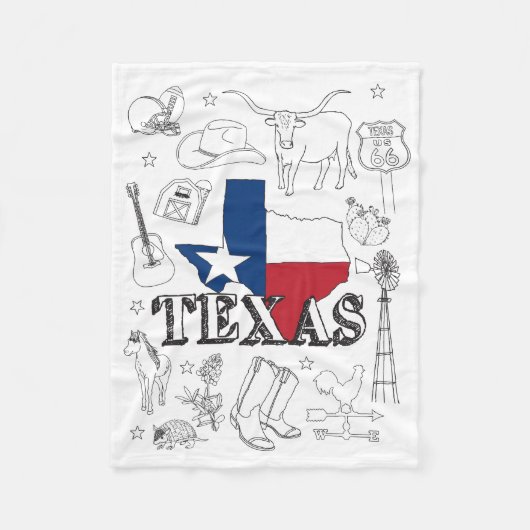 Couverture Polaire Texas Illustration Doodles of Texas Texas Motif (Devant)