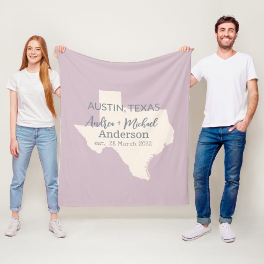Couverture Polaire Texas State Map Couple Nom et Mariage de date (En situation)
