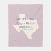 Couverture Polaire Texas State Map Couple Nom et Mariage de date (Devant)